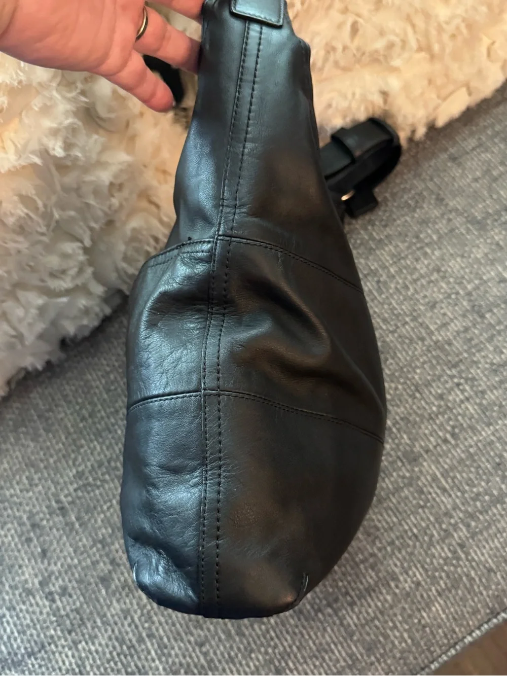 Coach F17116 Black Leather Hobo Shoulder Bag